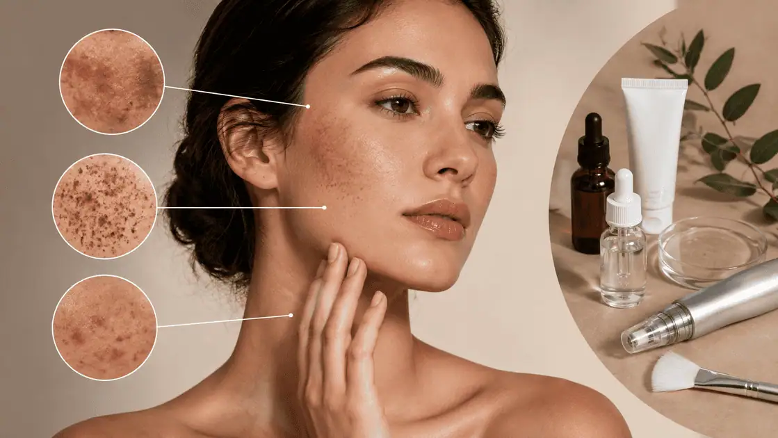 Woman with facial pigmentation showing melasma, sun spots, and post-acne marks before customized pigmentation treatment.