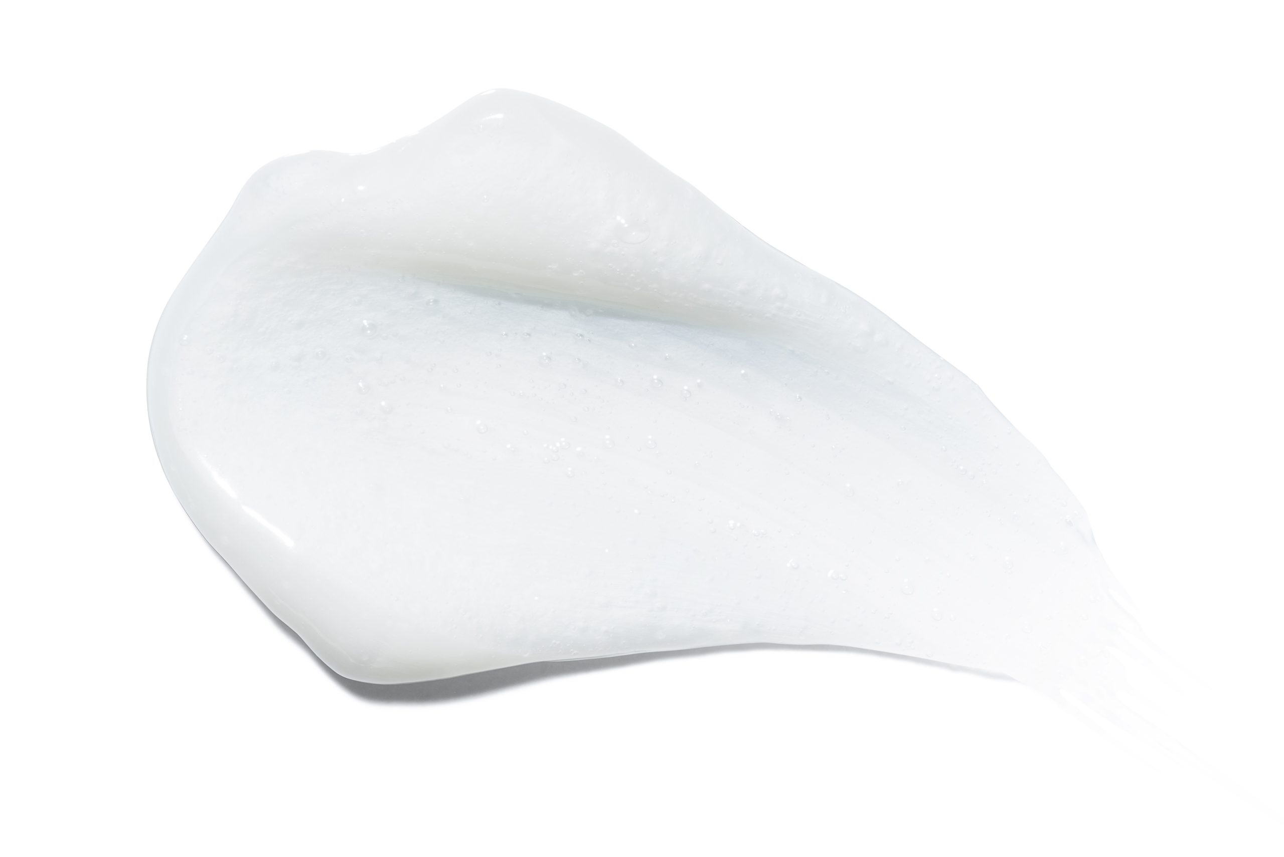 Based on the image "image_4b412b.jpg", it shows a smear of translucent white gel on a white background.